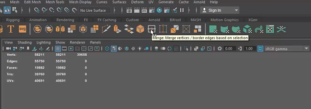 Maya Merge vertices