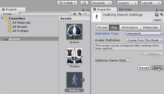 Unity 3d rig humanoid